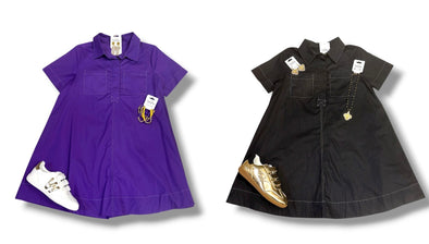 Woven Shirt Dress With Stitch Contrast in 2 Colors