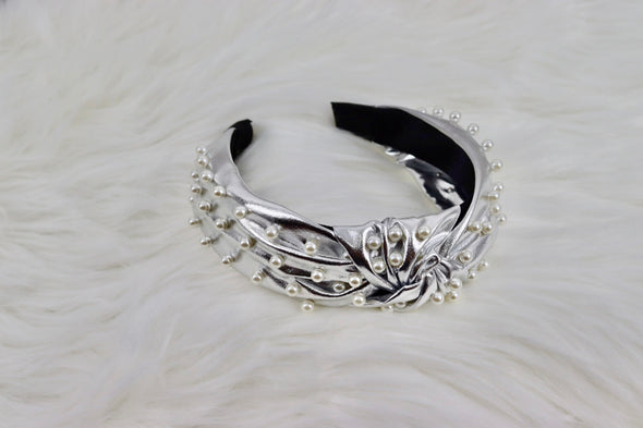 Metallic Silver Pearl Headband