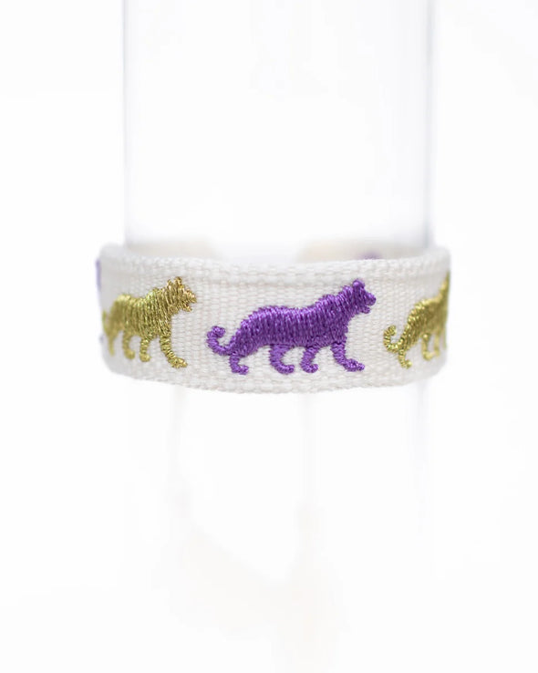 Purple And Gold Tigers Woven Tassel Bracelet