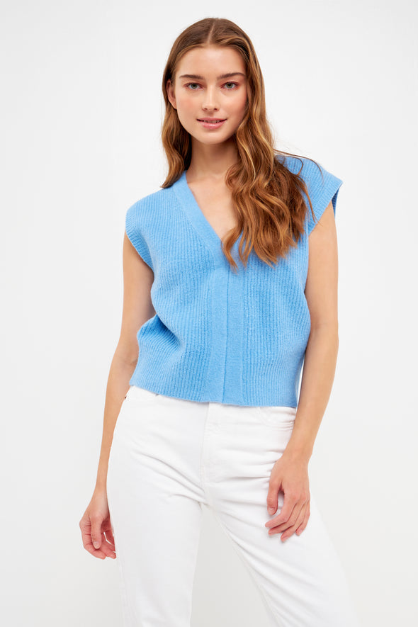 Oxford Blue Knit Sweater Vest