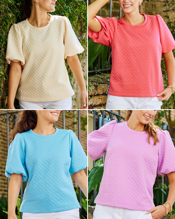 Jamie Top in Ivory, Pink, Orchid, or Blue