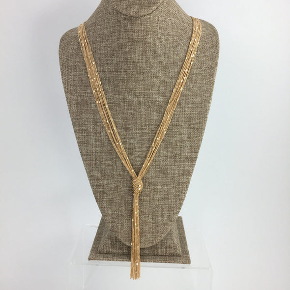 Long Knot Chain Necklace In Black Or Gold
