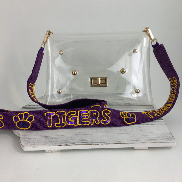 Beaded Tigers Paw Print Purse Strap