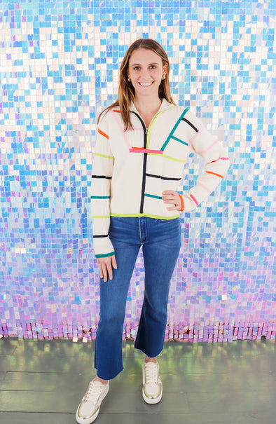 Multi Colored Collared Stripe Sweater