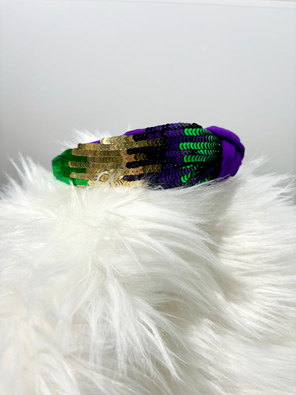 Mixed Mardi Gras Sequin Knot Headband
