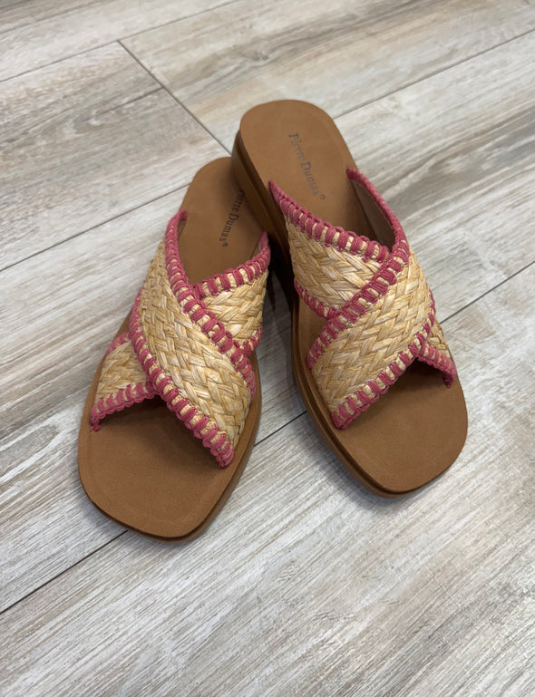 Caliso Sandals In Fuchsia, Natural Or Emerald