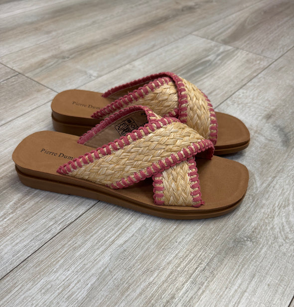 Caliso Sandals In Fuchsia, Natural Or Emerald