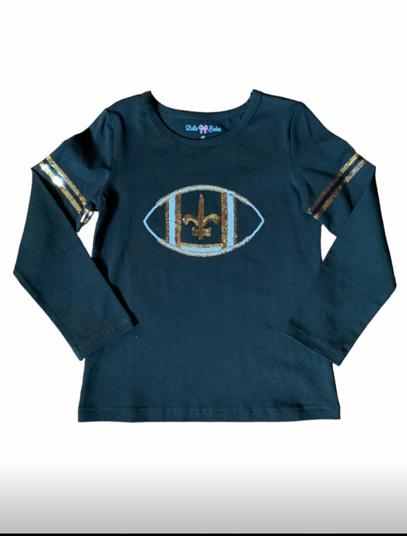 Toddler Black Long Sleeve Fleur De Lis Shirt