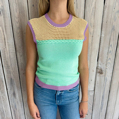 Braided Pastel Mardi Gras Crochet Tank (XS-XL)