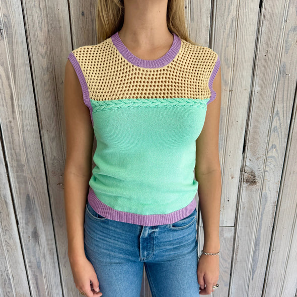 Braided Pastel Mardi Gras Crochet Tank (XS-XL)