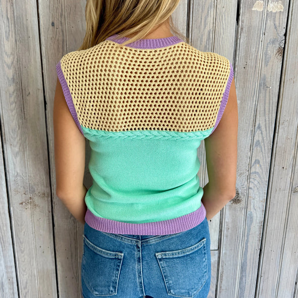 Braided Pastel Mardi Gras Crochet Tank (XS-XL)