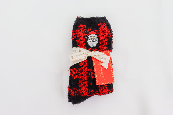 Embroidered Christmas Themed Fuzzy Socks In 4 Designs