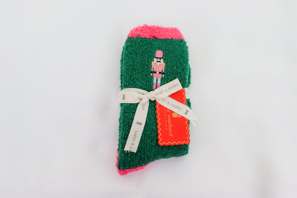 Embroidered Christmas Themed Fuzzy Socks In 4 Designs