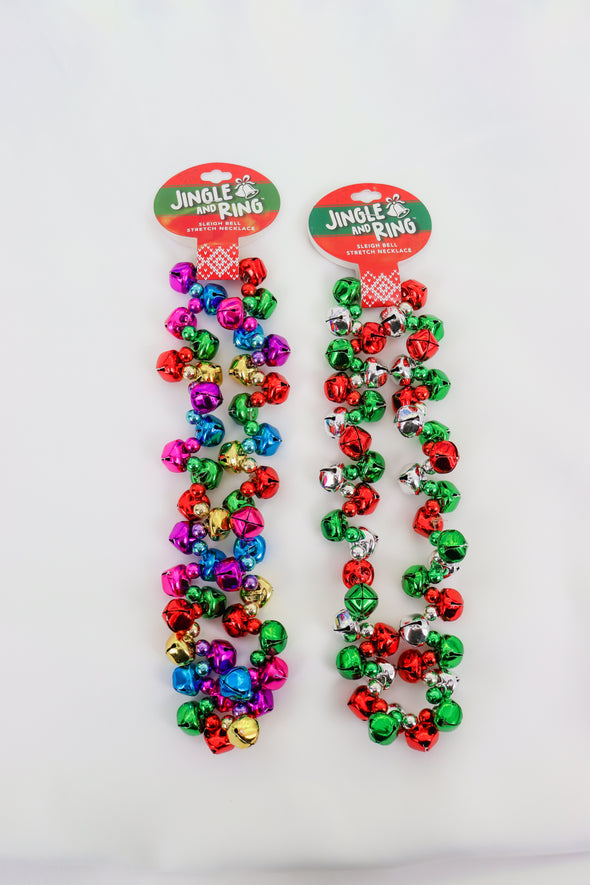 Jingle & Ring Sleigh Bell Stretch Necklace In 2 Colors