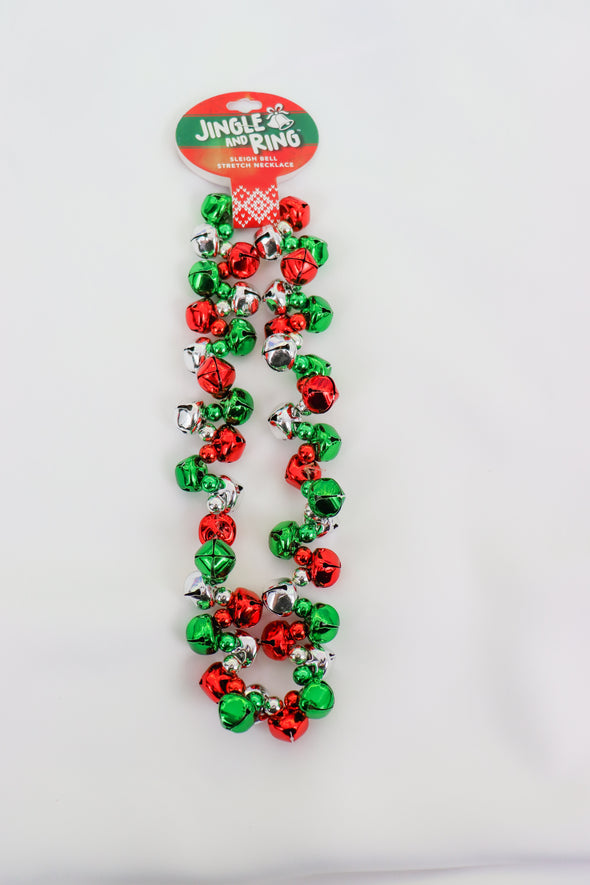 Jingle & Ring Sleigh Bell Stretch Necklace In 2 Colors