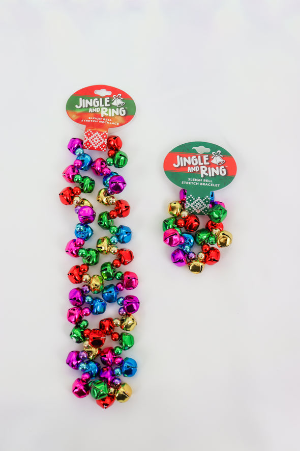 Jingle & Ring Sleigh Bell Stretch Necklace In 2 Colors