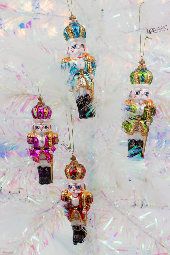 Glass Nutcracker Ornament In 4 Colors