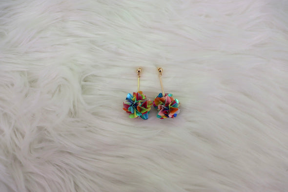 Iridescent Drop Earrings in White or Rainbow
