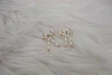 Pearl Bow Earrings with Gold Detailing
