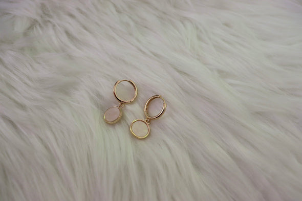 Marble Circle Dangle Mini Hoops