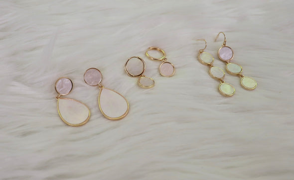 Marble Circle Dangle Mini Hoops