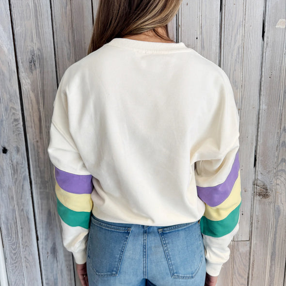 Mardi Gras Pastel Striped Sweatshirt (XS-XXL)