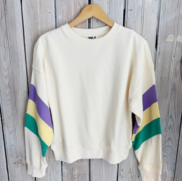 Mardi Gras Pastel Striped Sweatshirt (XS-XXL)