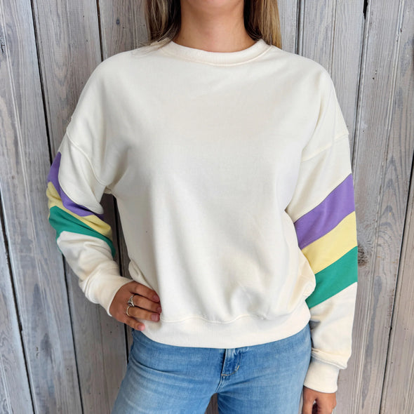 Mardi Gras Pastel Striped Sweatshirt (XS-XXL)