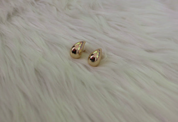 Chunky Golden Teardrop Stud Earrings