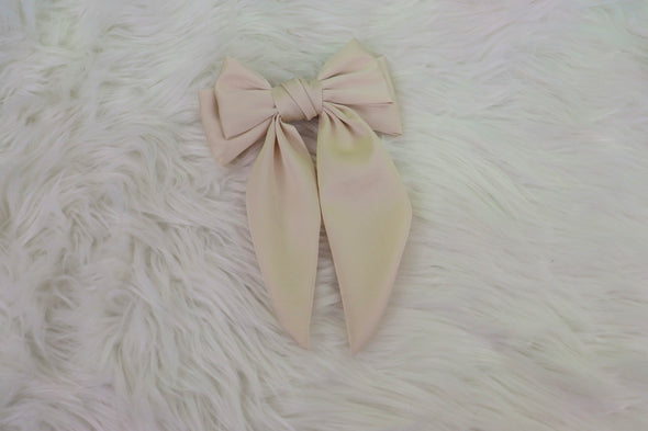 Satin Bow Hair Clip For Women In Black Or Ivory