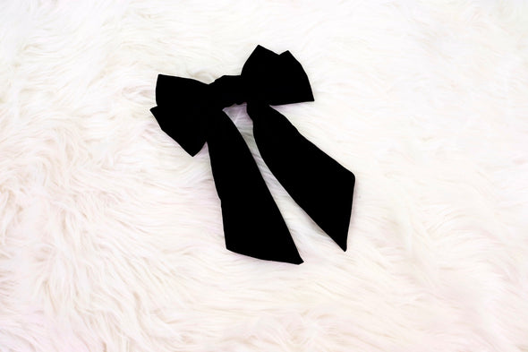 Satin Bow Hair Clip For Women In Black Or Ivory