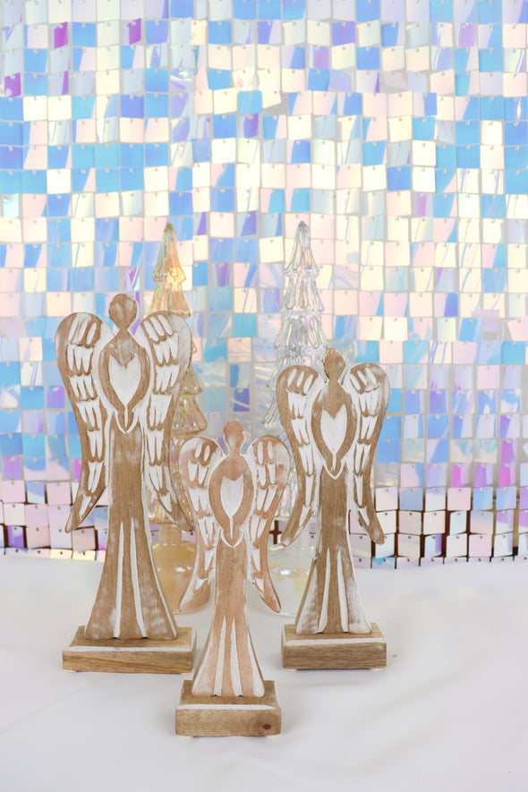 Feathered Wood Angels In 3 Sizes