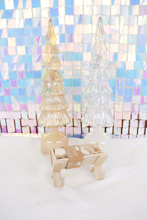 Revolving Lighted Glass Tree In Gold Or Silver