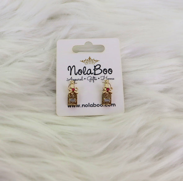 Tiny Champagne Ribbon Stud Earrings