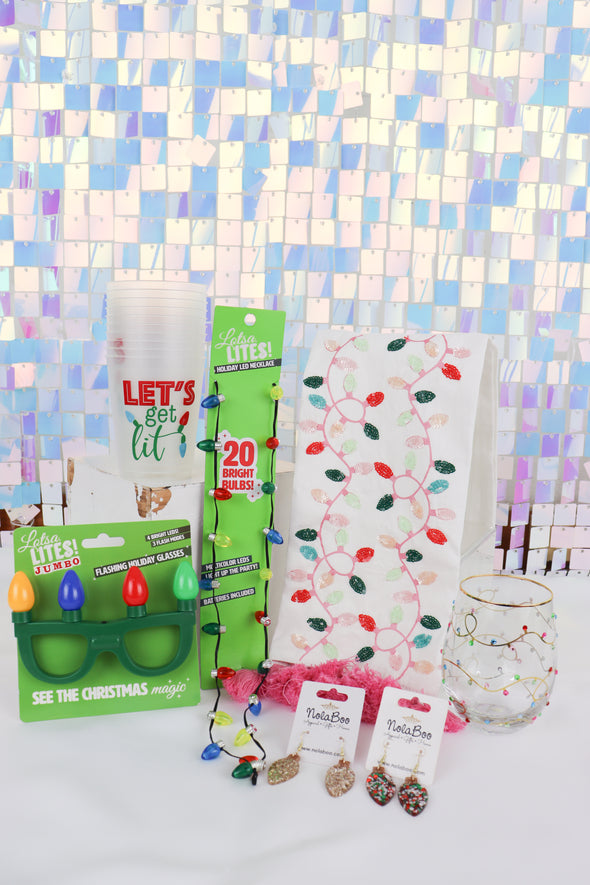 Embellished Christmas Lights Tea Towel