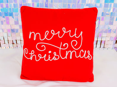 Red And White Merry Christmas Pillow