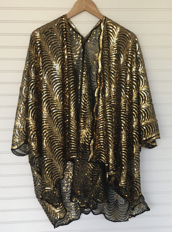 Black And Gold Sequin Kimono in 2 Options