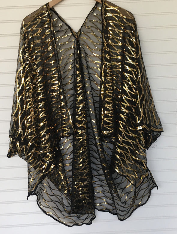 Black And Gold Sequin Kimono in 2 Options