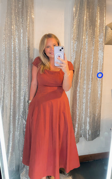 Square Neck Cap Sleeve A Line Dress