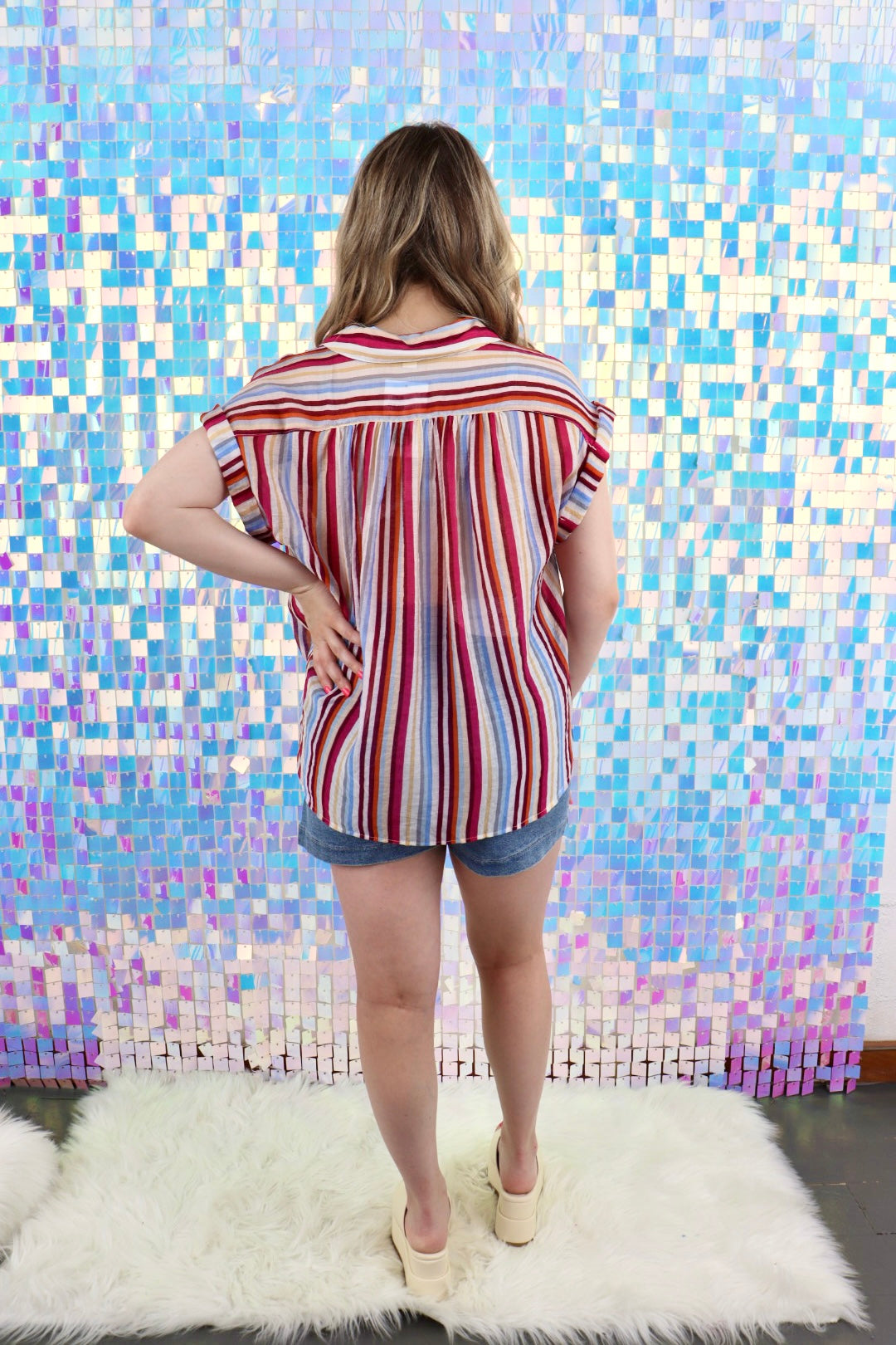 Sunset Button Down Stripe Button Down in Black & White or Sunset – NOLA BOO