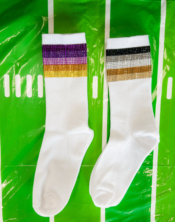 Game Day Rhinestone Crew Socks in 2 Colors