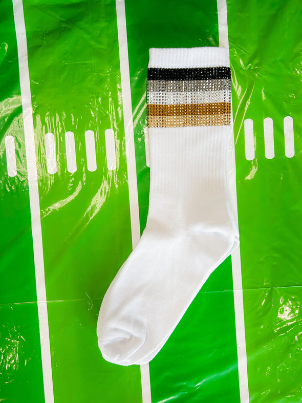 Game Day Rhinestone Crew Socks in 2 Colors
