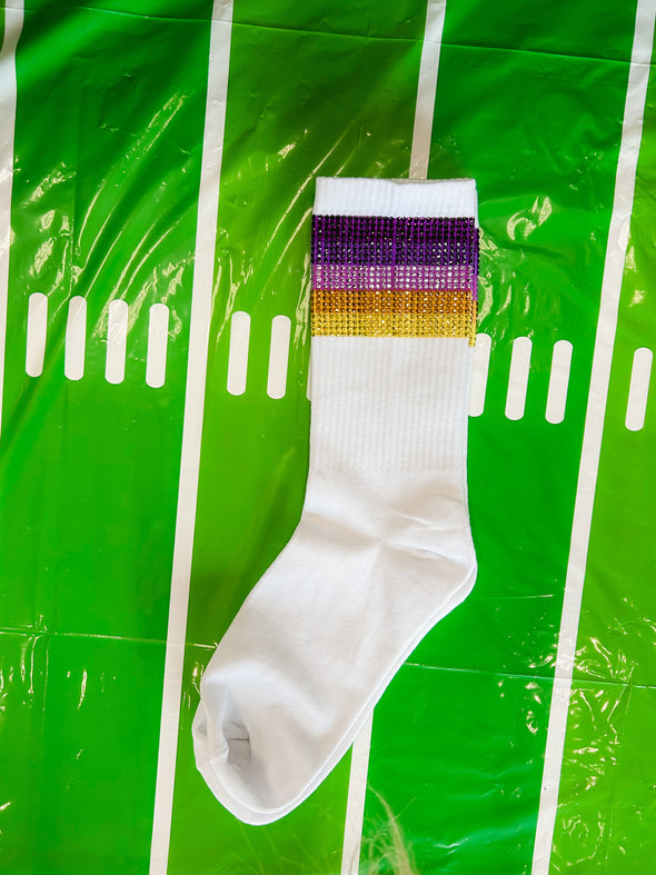 Game Day Rhinestone Crew Socks in 2 Colors