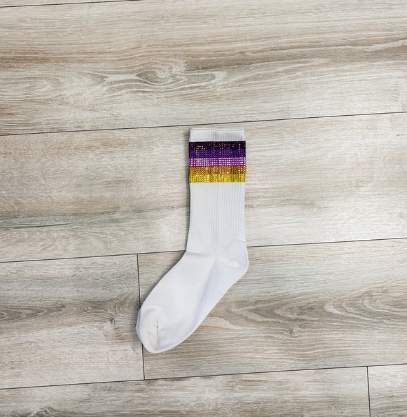 Game Day Rhinestone Crew Socks in 2 Colors