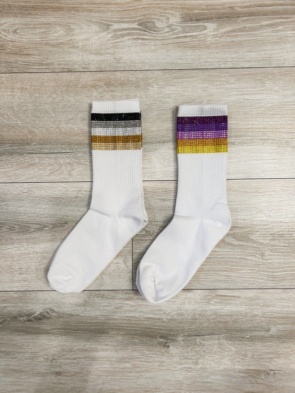 Game Day Rhinestone Crew Socks in 2 Colors