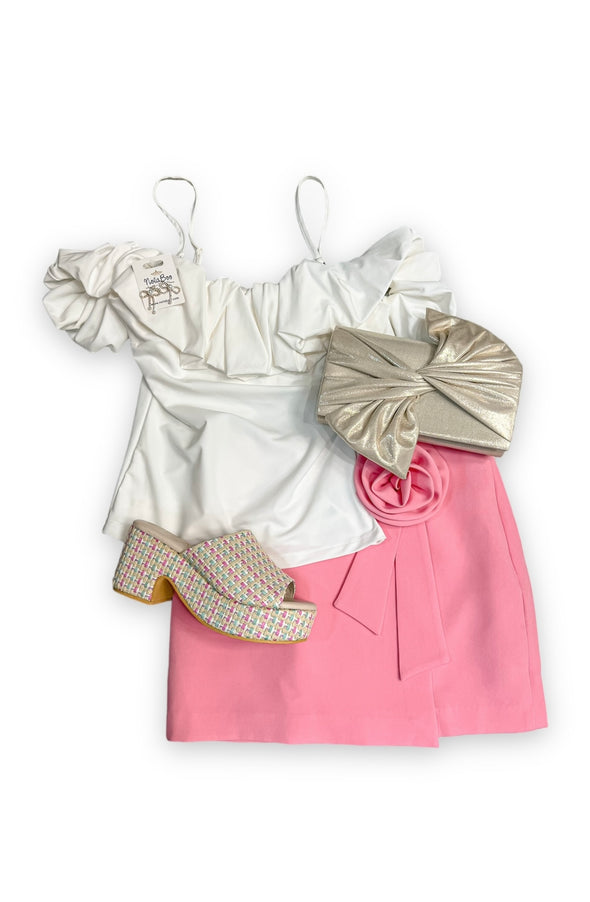 Corsage Mini Skirt in Pink