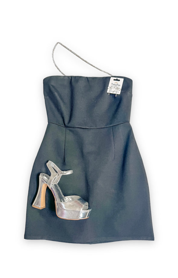 Rhinestone Trim Detail Mini Dress