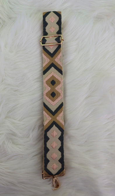 Pink And Camel Bohemian Purse Strap