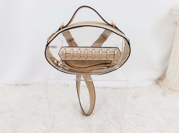 Football Shaped Clear Purse in Gold or Black