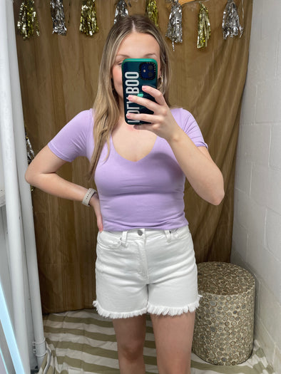 Short Sleeve V Neck Double Layer Top